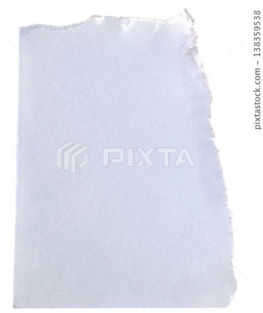 Torn paper piece with realistic textured ripped edges. Torn scrap of cardboard or paper. Piece of notebook sheet. 138359538