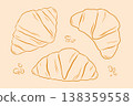 Hand drawn french croissant line set. Doodle vector isolated illustration 138359558