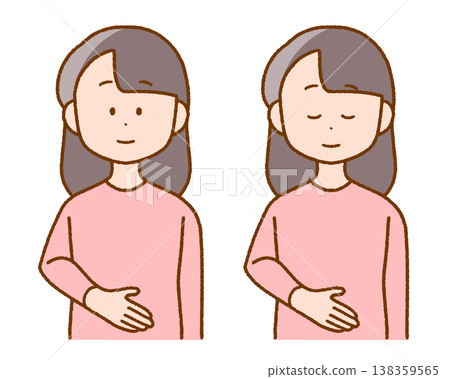 Woman with hand on stomach | Menstruation, pregnancy, health management 138359565