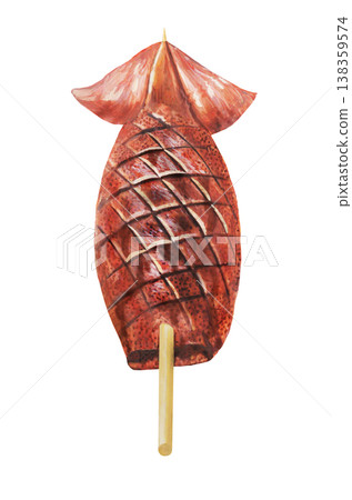 烤魷魚的插圖 138359574