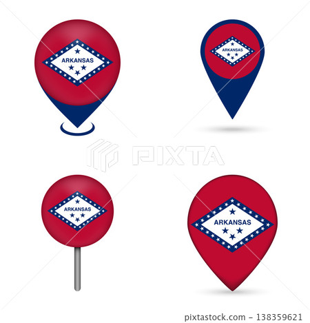 Arkansas State Flag Map Pin Icons Set Collection 138359621