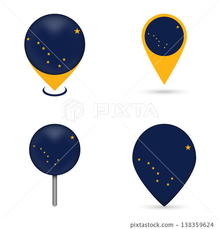 Alaska State Flag Map Pin Icons Set Collection Alaska State Flag Map Pin Icons Set Collection 138359624