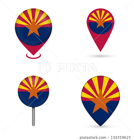 Arizona State Flag Map Pin Icons Set Collection Arizona State Flag Map Pin Icons Set Collection 138359625