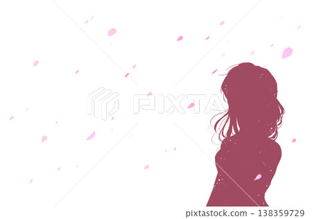 女人與櫻花的剪影 女人與櫻花的剪影 138359729