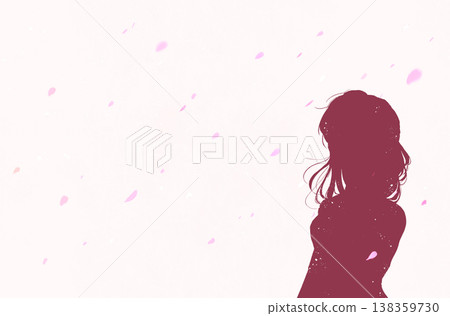 女人與櫻花的剪影 女人與櫻花的剪影 138359730