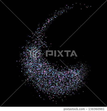 Colorful dotted paint spray, dust powder or particles scattered, vector realistic grainy smear with sand splash effect Colorful dotted paint spray, dust powder or particles scattered, vector realistic grainy smear with sand splash effect 138360981