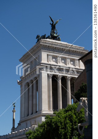 Roman Vittoriano architecture details. Italy, Rome old street columns building Roman Vittoriano architecture details. Italy, Rome old street columns building 138361490