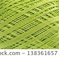 Green textured cotton thread  background, rows of yarn for knitting forming geometric patterns. 138361657