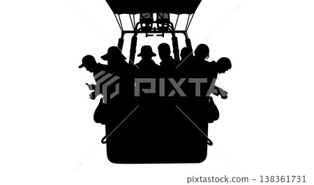 Black Solid Balloon Traveler Silhouettes Set of Six on White Background Black Solid Balloon Traveler Silhouettes Set of Six on White Background 138361731