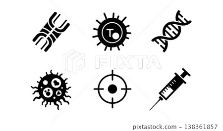 Black Solid Immunotherapy Silhouettes Set of Six on White Background Black Solid Immunotherapy Silhouettes Set of Six on White Background 138361857