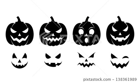 Black Solid Carved Jack-o'-Lantern Face Silhouettes Set of Six Black Solid Carved Jack-o'-Lantern Face Silhouettes Set of Six 138361989
