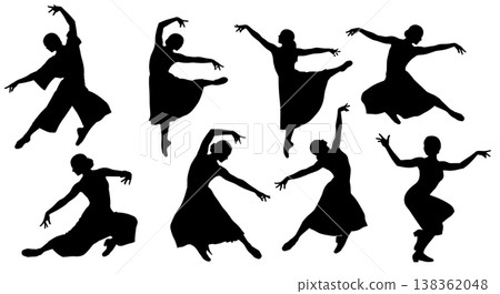 Black Solid Character Jazz Silhouettes Set of Six on White Background Black Solid Character Jazz Silhouettes Set of Six on White Background 138362048