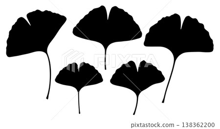 Black Solid Ginkgo Biloba Leaf Silhouettes Assortment of Six Black Solid Ginkgo Biloba Leaf Silhouettes Assortment of Six 138362200