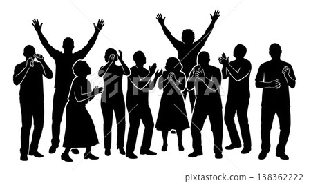 Black Solid Gospel Singer Silhouettes Set of Six on White Background 138362222