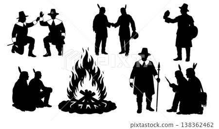 Black Solid Historical Fire Celebration Set of Six on White Background Black Solid Historical Fire Celebration Set of Six on White Background 138362462