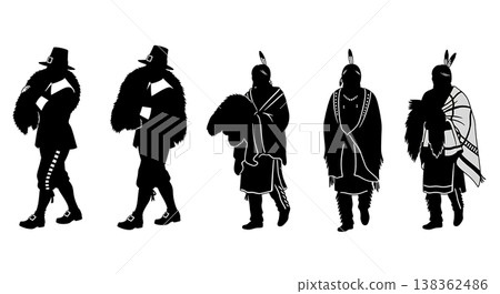 Black Solid Historical Fur Carrying Set of Six on White Background Black Solid Historical Fur Carrying Set of Six on White Background 138362486