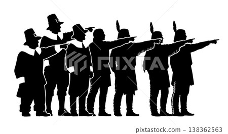 Black Solid Historical River Pointing Set of Six on White Background Black Solid Historical River Pointing Set of Six on White Background 138362563