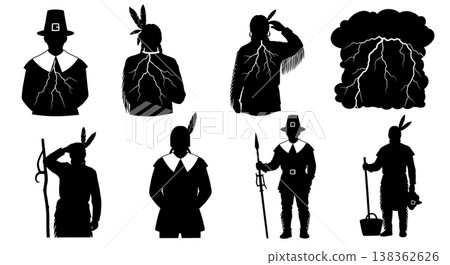 Black Solid Historical Storm View Set of Six on White Background Black Solid Historical Storm View Set of Six on White Background 138362626