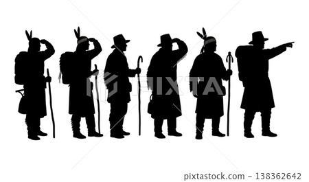 Black Solid Historical Water Search Set of Six on White Background Black Solid Historical Water Search Set of Six on White Background 138362642