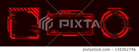 High tech hud interface with glowing red frames High tech hud interface with glowing red frames 138362746