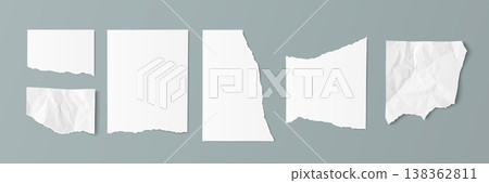 Torn white paper sheets, rough edges and texture Torn white paper sheets, rough edges and texture 138362811