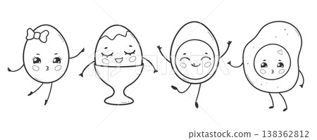 Cute egg characters for kids menu Cute egg characters for kids menu 138362812