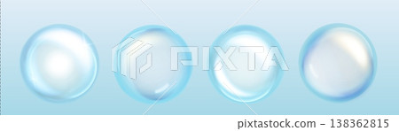 Transparent water, soap spheres, realistic droplet 138362815