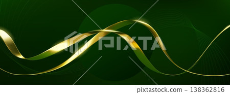 Luxurious gold ribbon wave border, abstract vector 138362816