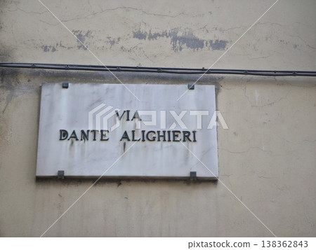 Dante alighieri street sign in florence italy Dante alighieri street sign in florence italy 138362843