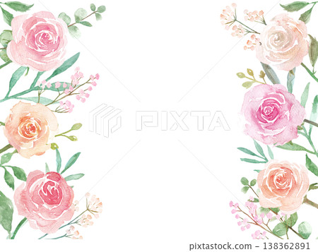 Watercolor rose frame Watercolor rose frame 138362891