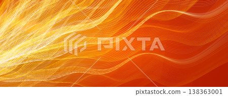 Sun Plasma Wavy Rays Solar Energy Background, Warm Bright Light Stream, Futuristic Lines Wave. Hot Weather Summer Day Backdrop. Vector Illustration 138363001