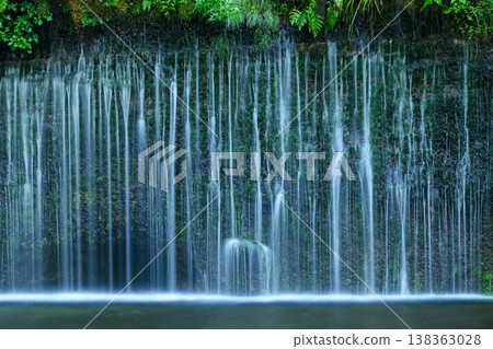 [Karuizawa] The smooth flow of water at Shiraito Falls captured with a slow shutter speed. 138363028