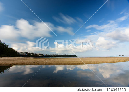 Beautiful sandy beach and blue sky visible from the sea in Onna Village, Okinawa 9 Beautiful sandy beach and blue sky visible from the sea in Onna Village, Okinawa 9 138363223