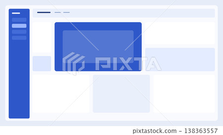 Modern dashboard interface with bold blue content card and sidebar navigation clean minimal UI layout template for web and app design systems Modern dashboard interface with bold blue content card and sidebar navigation clean minimal UI layout template for web and app design systems 138363557