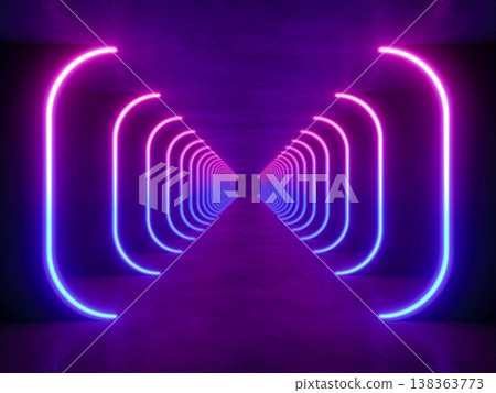 colorful modern lighting with interior empty space, 3d rendering sci-fi concept colorful modern lighting with interior empty space, 3d rendering sci-fi concept 138363773