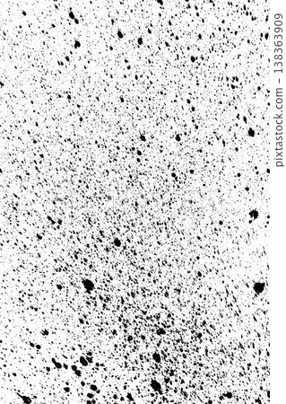 Close up of black ink paint splatters on a white background 138363909