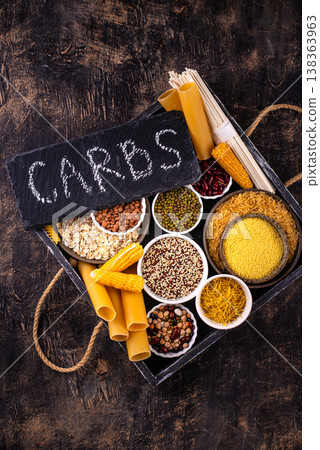 Different sources of carbs in food 138363963
