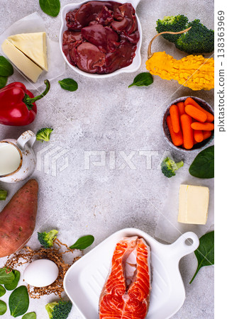 Product containing vitamin A. retinol and beta carotene 138363969