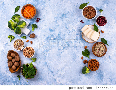 Asortment of plant based vegan protein products 138363972