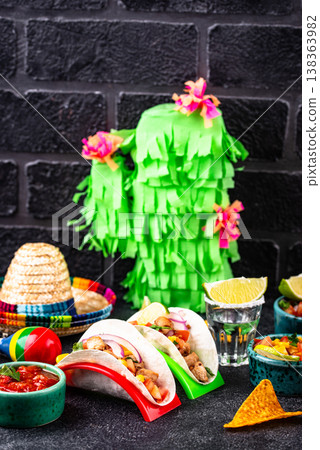 Cinco de Mayo concept with traditional Mexican food Cinco de Mayo concept with traditional Mexican food 138363982