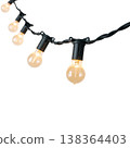 String Lights Are Hung in a Row for Decoration in an Outdoor Setting 138364403
