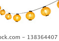 String of Paper Lanterns Hanging, Providing Light During a Gathering Under the Night Sky 138364407