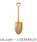 Shovel Made of Gold Used for Digging in Garden or Construction Site in Broad Daylight 138364410