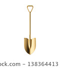 Shovel Made of Gold Used for Digging in Garden or Construction Site in Broad Daylight 138364413