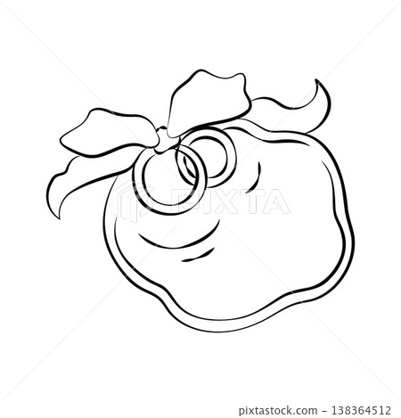 Hand-drawn wedding decor element, wedding rings with a bow in line art style Hand-drawn wedding decor element, wedding rings with a bow in line art style 138364512