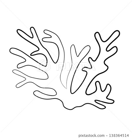 Hand-drawn sea coral line art graphic illustration for wedding decor or menu, party invitation, cards 138364514