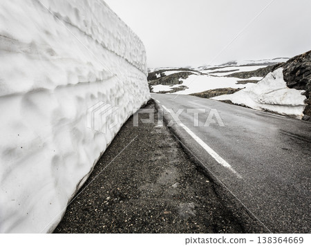 Aurlandsvegen mountain road between Aurland and Laerdal in Norway 138364669