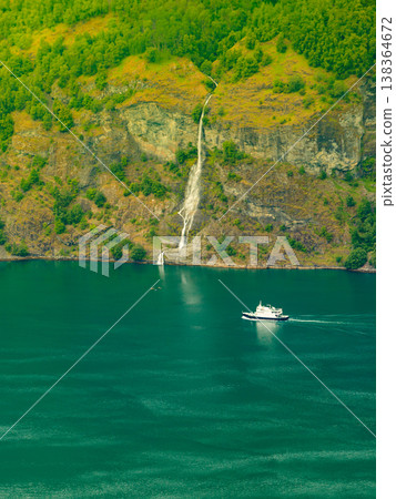 Cruise ship on norwegian fjord Cruise ship on norwegian fjord 138364672