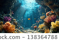 Vibrant Coral Reef Teeming With Colorful Tropical Fish 138364788