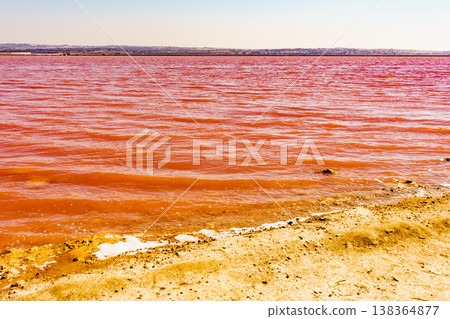 Pink lake, coastal landscape, Spain 138364877